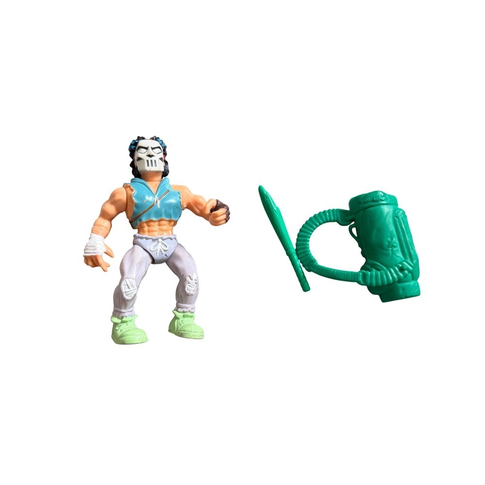 Vintage 1989 TMNT Casey Jones Action Figure Playmates Mirage Studios Bag & Bat